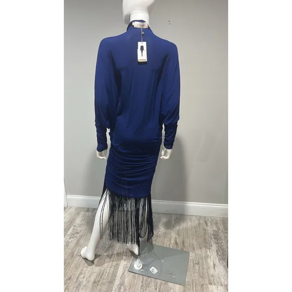Silvia Tcherassi Roselyn Blue Fringed Jersey Maxi Dress Size 2L (12) NWD - Picture 14 of 14